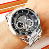 Bulova BVA Dual Aperture Black Dial Silver Steel Strap Watch for Men - 96A119 Buy Now By Bulova