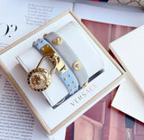 Versace Medusa Lock Icon Quartz White Dial Blue Leather Strap Watch for Women - VEDW00419 Buy Now By Versace