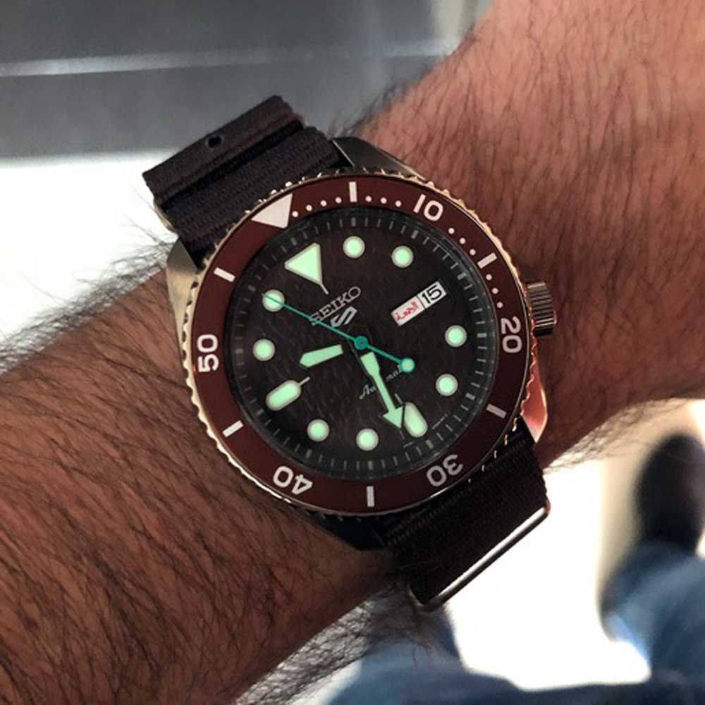 Seiko 5 Sport Automatic Brown Dial Brown Nylon Strap Watch For Men - SRPD85K1 Buy Now By Seiko