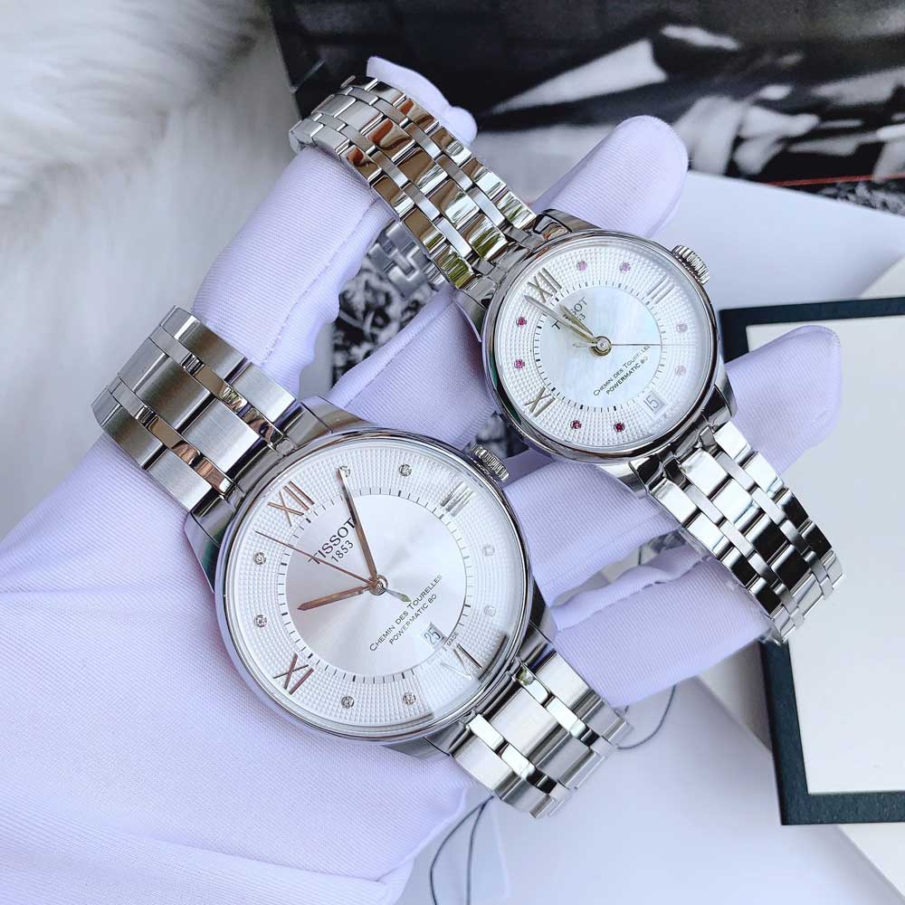 Tissot Chemin Des Tourelles Powermatic 80 Rubies Mother of Pearl Dial Silver Steel Strap Watch For Women - T099.207.11.113.00 Buy Now By Tissot