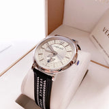 Versace V-Circle Silver Dial Black Leather Strap Watch for Men - VEBQ01219 Buy Now By Versace