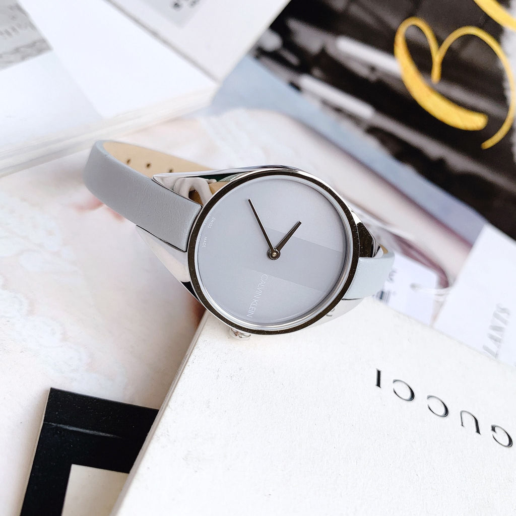 Calvin Klein Rebel Grey Dial Grey Leather Strap Watch for Women - K8P231Q4 Buy Now By Calvin Klein