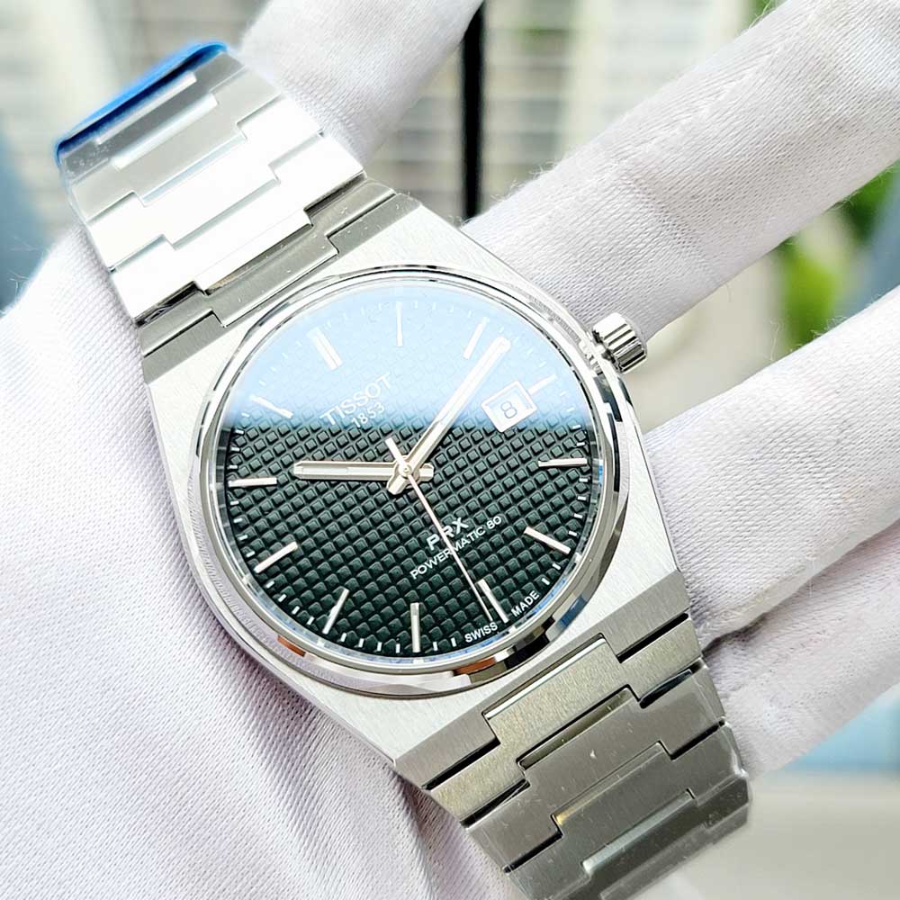 Tissot PRX Powermatic 80 Green Dial Silver Steel Strap Watch For Men - T137.407.11.091.00 Buy Now By Tissot