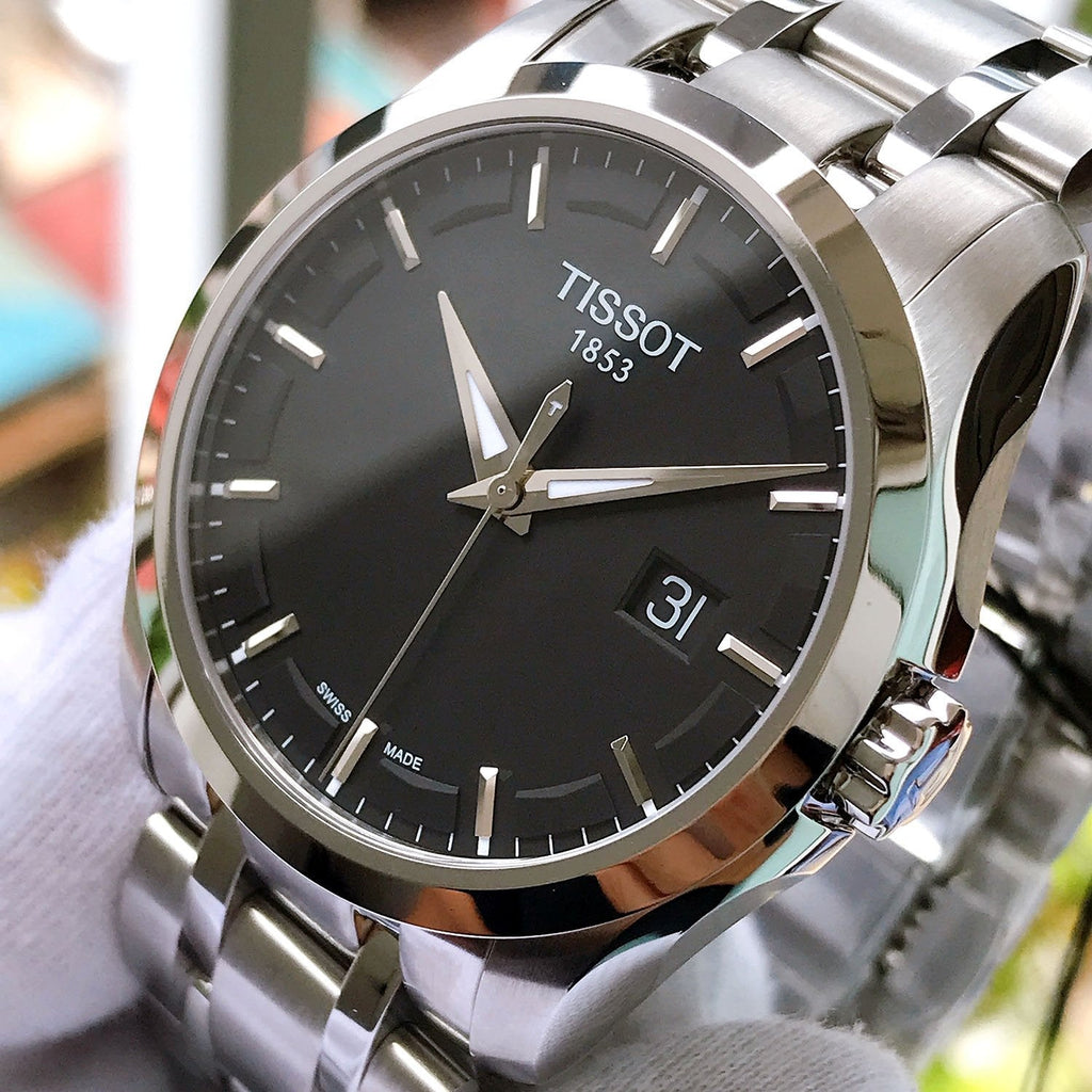 Tissot T Trend Couturier Chronograph Black Dial Silver Steel Strap Watch For Men - T035.410.11.051.00 Buy Now By Tissot