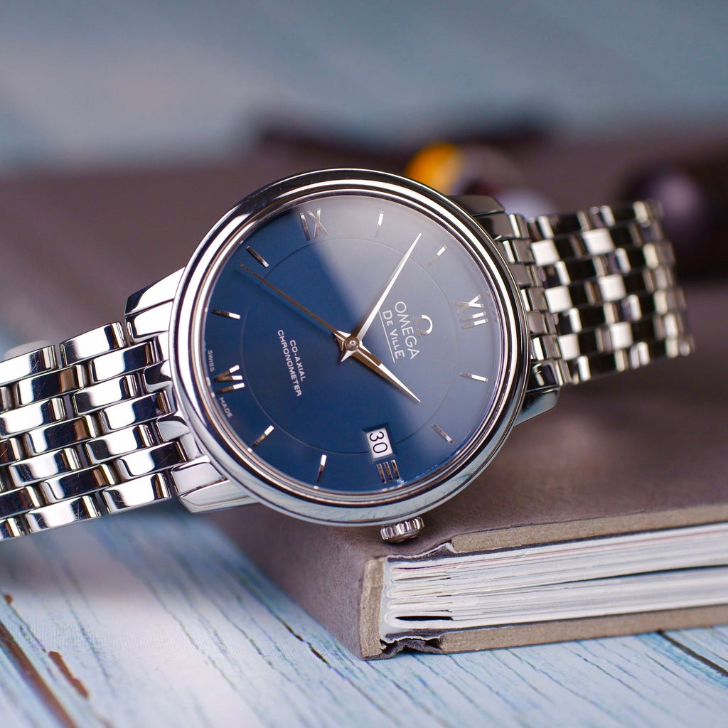 Omega De Ville Prestige Co-Axial Orbis Blue Dial Silver Steel Strap Watch for Men - 424.10.40.20.03.001 Buy Now By Omega