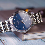 Omega De Ville Prestige Co-Axial Orbis Blue Dial Silver Steel Strap Watch for Men - 424.10.40.20.03.001 Buy Now By Omega