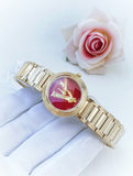 Versace Virtus Mini Quartz Red Dial Gold Steel Strap Watch For Women - VET300321 Buy Now By Versace