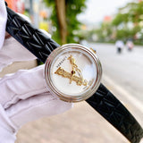 Versace Virtus Quartz White Dial Black Leather Strap Watch For Women - VET300421 Buy Now By Versace