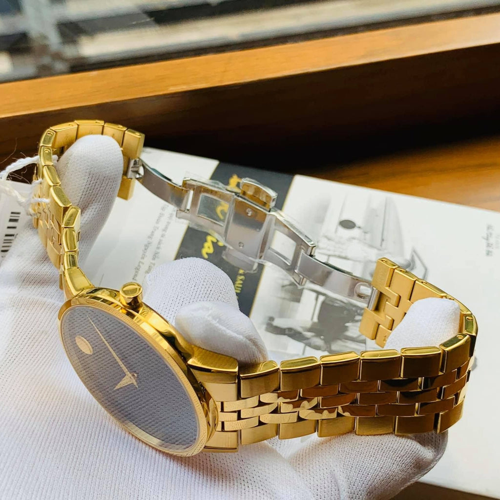 Movado Museum Classic Quartz Black Dial Gold Steel Strap Watch for Men - 0607203 Buy Now By Movado