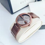 Gucci Interlocking G Quartz Brown Dial Brown Steel Strap Watch for Women - YA133317 Buy Now By Gucci