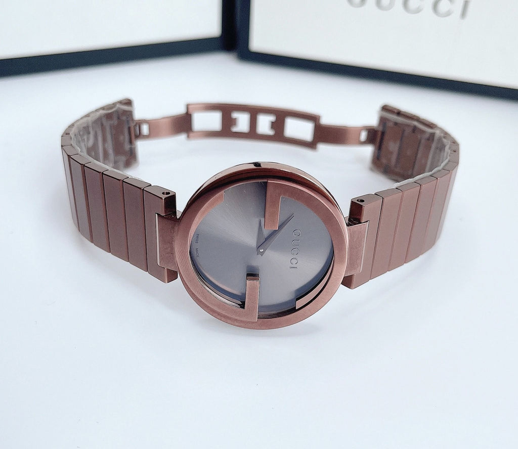 Gucci Interlocking G Quartz Brown Dial Brown Steel Strap Watch for Women - YA133317 Buy Now By Gucci