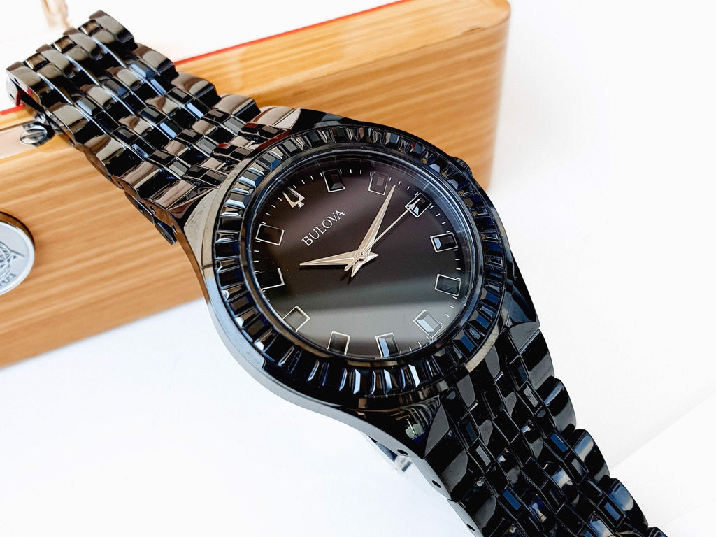 Bulova Crystal Collection Phantom Black Dial Black Steel Strap Watch for Men - 98A240 Buy Now By Bulova