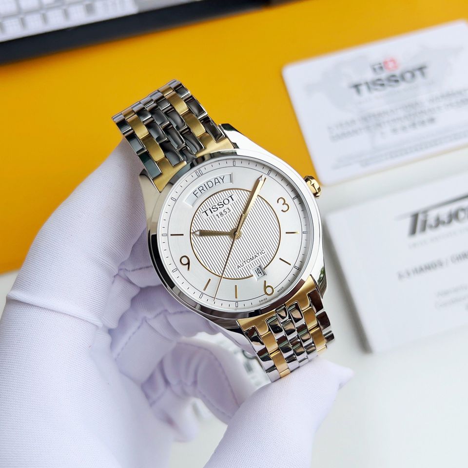 Tissot T Classic T One Automatic Silver Dial Two Tone Steel Strap Watch For Men - T038.430.22.037.00 Buy Now By Tissot