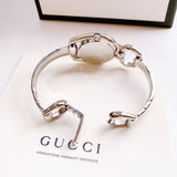 Gucci Horsebit Collection Mother of Pearl Black Dial Silver Steel Strap Watch For Women - YA139503 Buy Now By Gucci