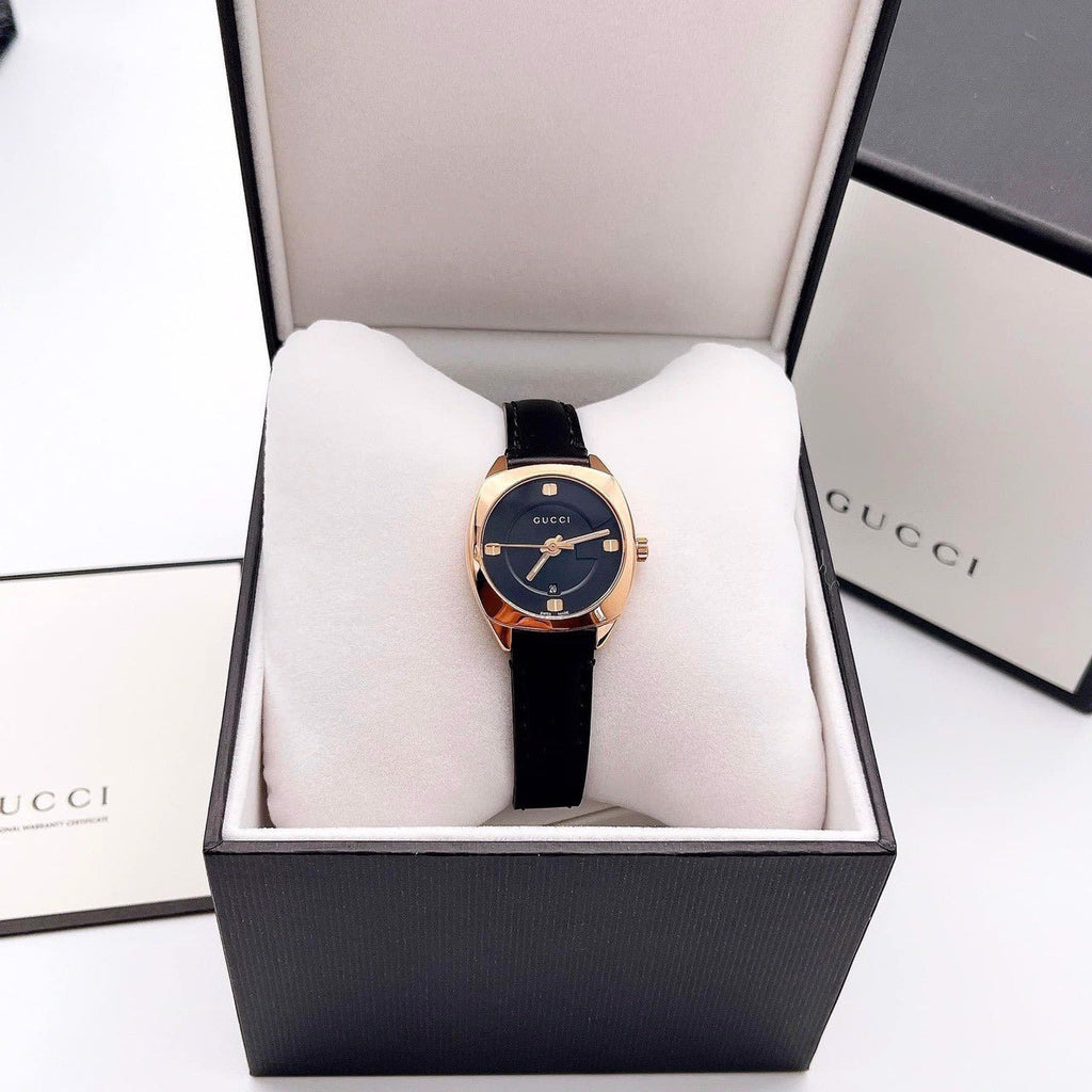 Gucci GG2570 Quartz Black Dial Black Leather Strap Watch For Women - YA142509 Buy Now By Gucci