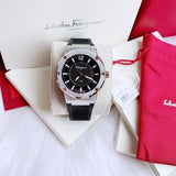 Salvatore Ferragamo F-80 Black Dial Black Rubber Strap Watch For Men - SFHY00120 Buy Now By Salvatore Ferragamo