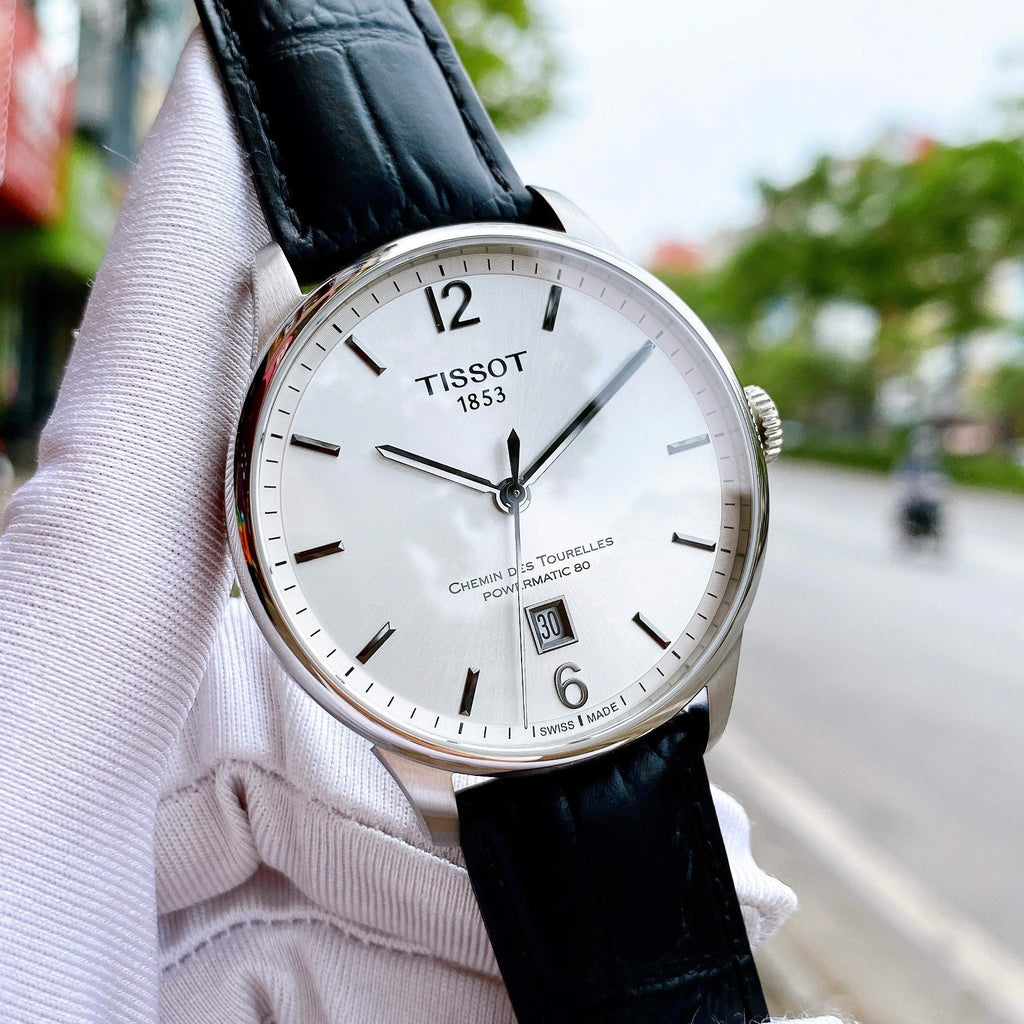 Tissot Chemin Des Tourelles Powermatic 80 Silver Dial Black Leather Strap Watch For Men - T099.407.16.037.00 Buy Now By Tissot