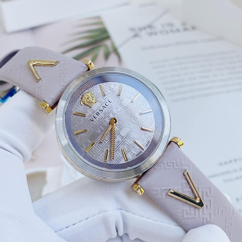 Versace V-Twist Quartz Purple Dial Purple Leather Strap Watch for Women - VELS00219 Buy Now By Versace