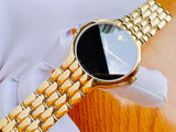 Movado Veturi Black Dial Gold Steel Strap Watch for Women - 0606935 Buy Now By Movado