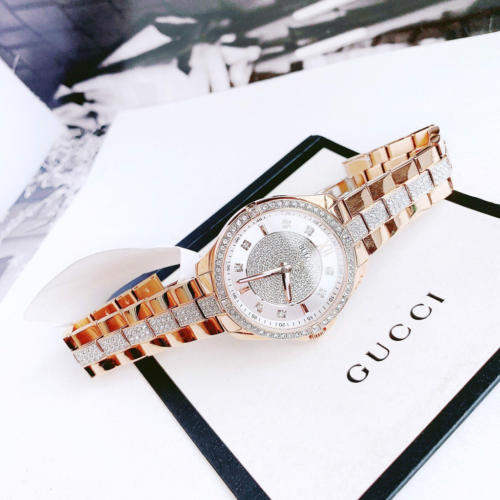 Bulova Crystal Collection Silver Dial Rose Gold Steel Strap Watch for Women - 98L229 Buy Now By Bulova