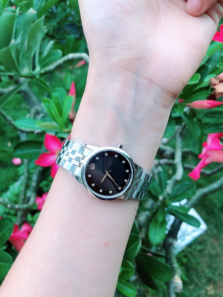 Movado Museum Classic Black Dial Silver Steel Strap Watch For Women - 0606858 Buy Now By Movado