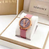 Versace Virtus Quartz Grey Dial Pink Leather Strap Watch for Women - VEHC00319 Buy Now By Versace