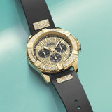 Guess Frontier Crystals Black Dial Black Silicone Strap Watch For Men - W1132G1 Buy Now By Guess