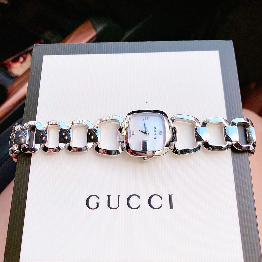 Gucci G Gucci Diamonds Mother of Pearl Dial Silver Steel Strap Watch For Women - YA125502 Buy Now By Gucci