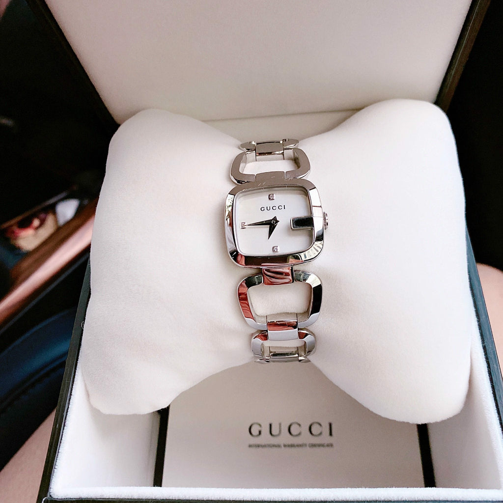 Gucci G Gucci Diamonds Mother of Pearl Dial Silver Steel Strap Watch For Women - YA125502 Buy Now By Gucci