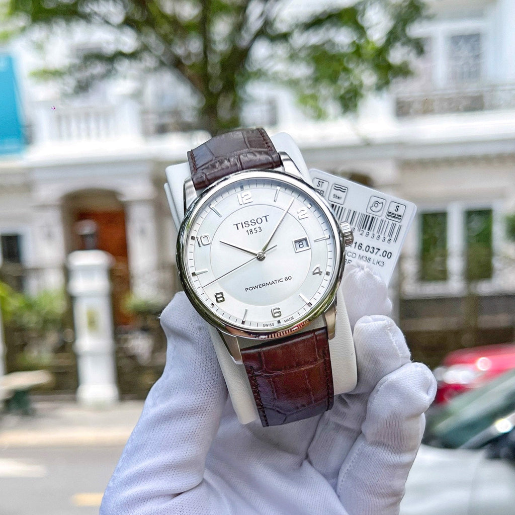 Tissot Luxury Powermatic 80 Silver Dial Brown Leather Strap Watch For Men - T086.407.16.037.00 Buy Now By Tissot