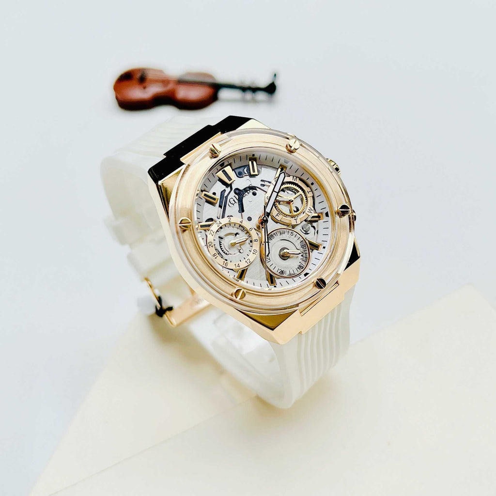 Guess Athena White Dial White Rubber Strap Watch for Women - GW0409L2 Buy Now By Guess