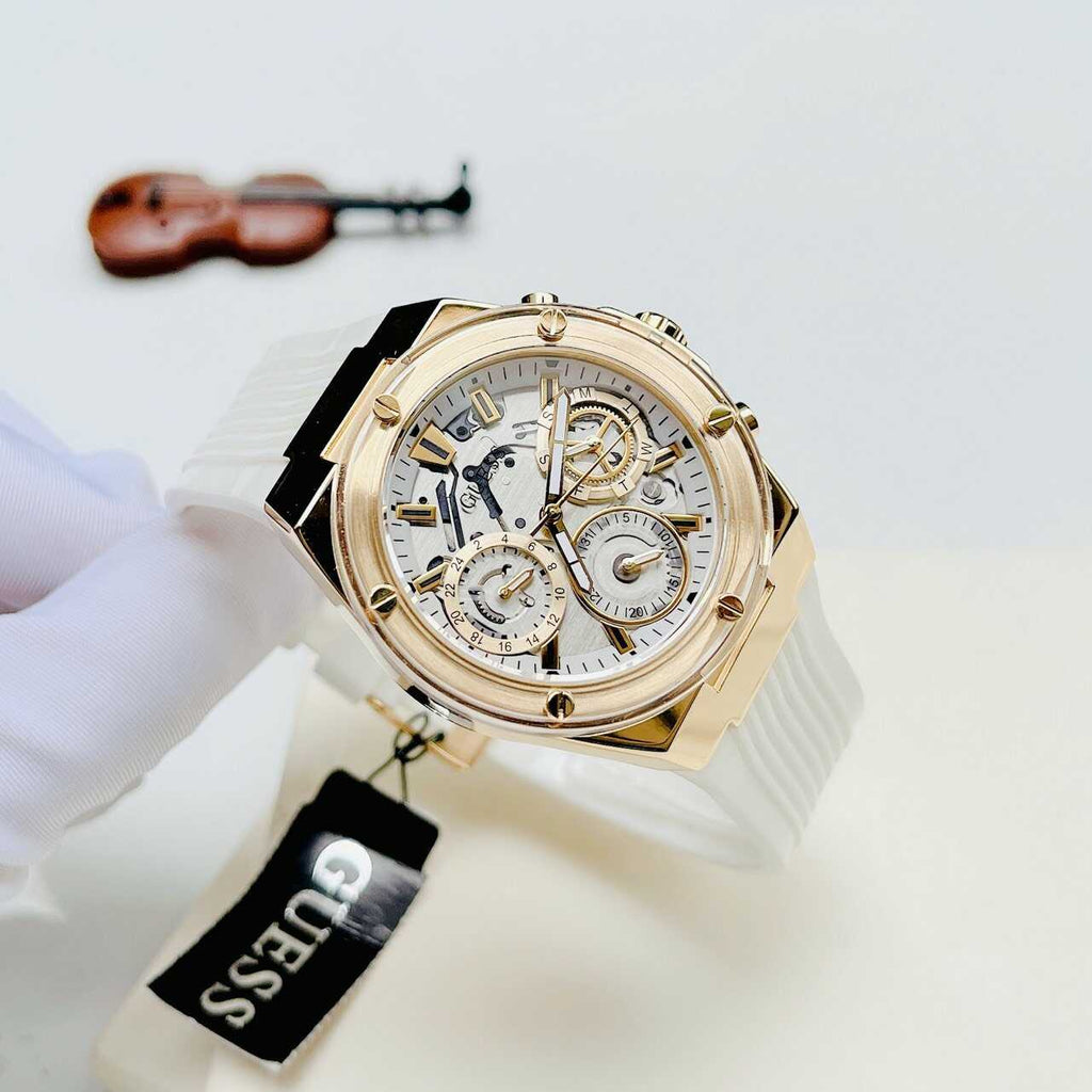 Guess Athena White Dial White Rubber Strap Watch for Women - GW0409L2 Buy Now By Guess