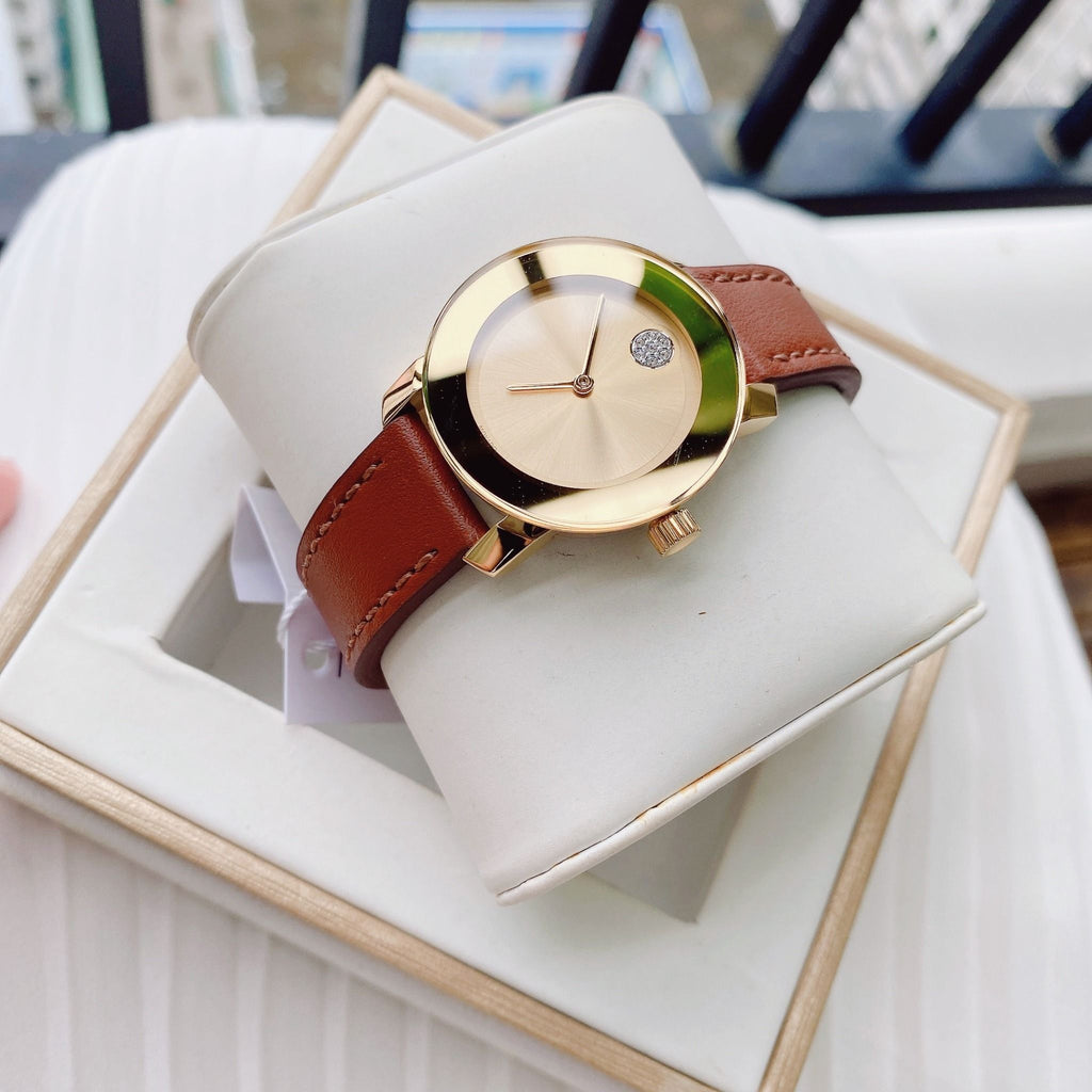 Movado Bold Rose Gold Dial Brown Leather Strap Watch For Women - 3600438 Buy Now By Movado