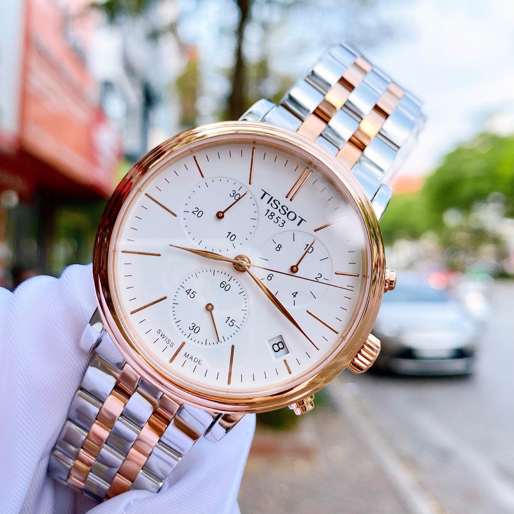 Tissot Carson Premium Chronograph White Dial Two Tone Steel Strap Watch For Men - T122.417.22.011.00 Buy Now By Tissot