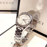 Gucci GG2570 Diamonds White Dial Silver Steel Strap Watch For Women - YA142506 Buy Now By Gucci
