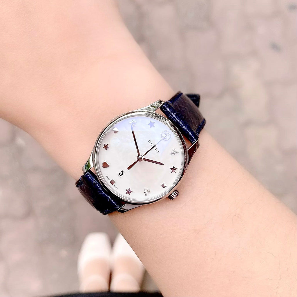 Gucci G-Timeless Signature Mother of Pearl Star Dial Blue Watch For Women - YA126588 Buy Now By Gucci