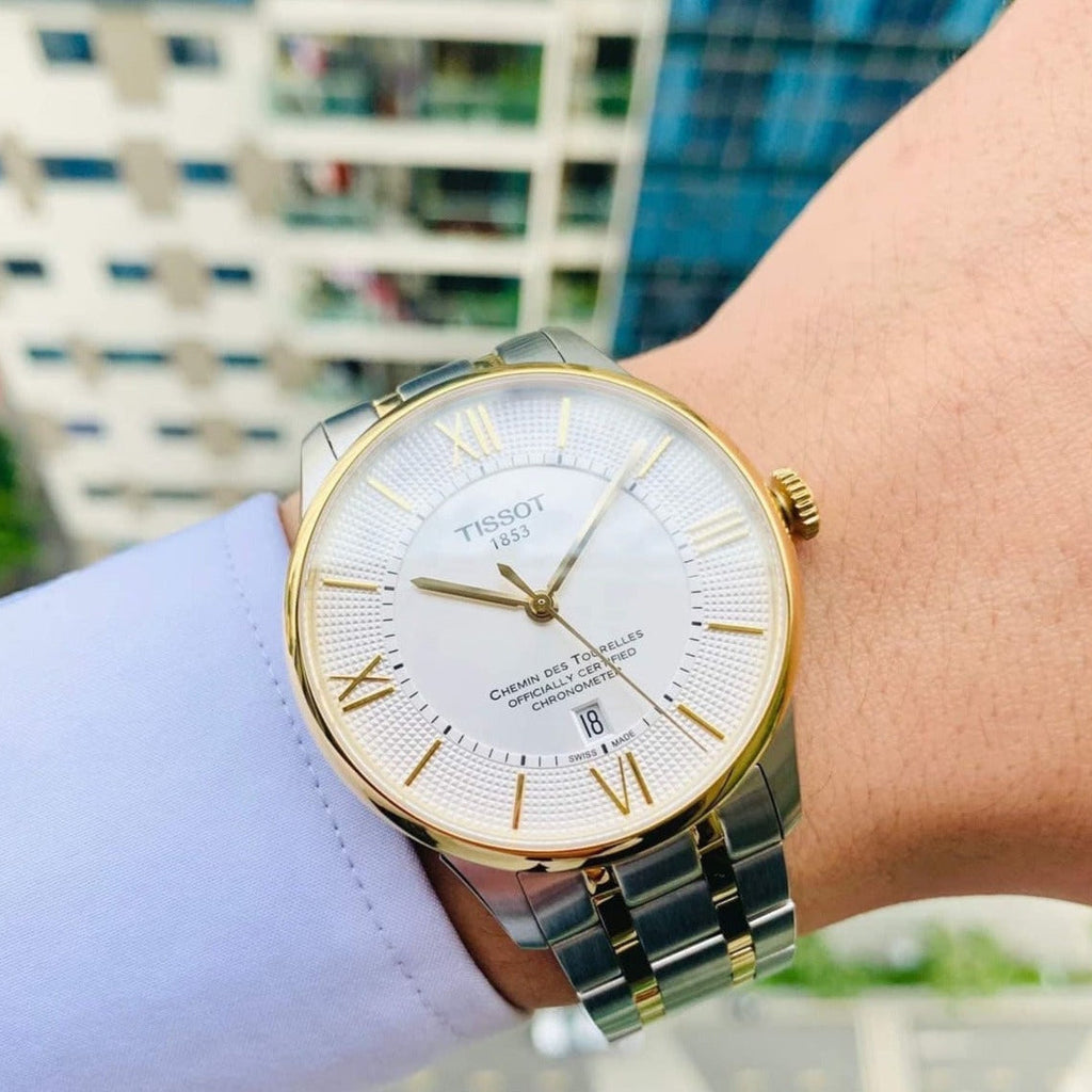 Tissot Chemin Des Tourelles Powermatic 80 Cosc Silver Dial Two Tone Steel Strap Watch For Men - T099.408.22.038.00 Buy Now By Tissot