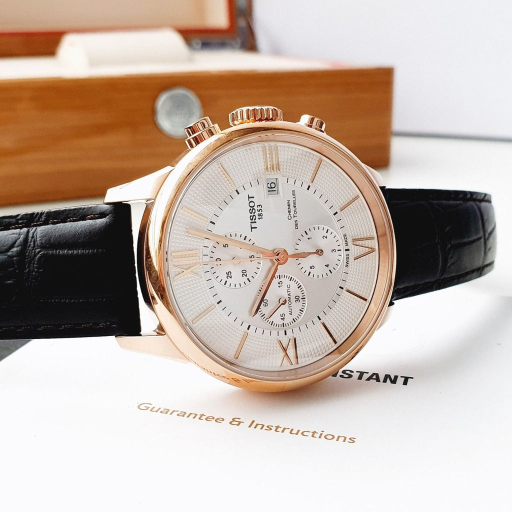 Tissot Des Tourelles Chronograph Silver Dial Brown Leather Strap Watch For Men - T099.427.36.038.00 Buy Now By Tissot