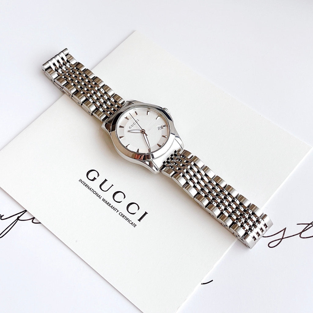 Gucci G Timeless Silver Dial Silver Steel Strap Watch For Women - YA126501 Buy Now By Gucci