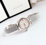 Gucci Diamantissima Quartz Diamonds Mother of Pearl Dial Silver Mesh Bracelet Watch for Women - YA141504 Buy Now By Gucci