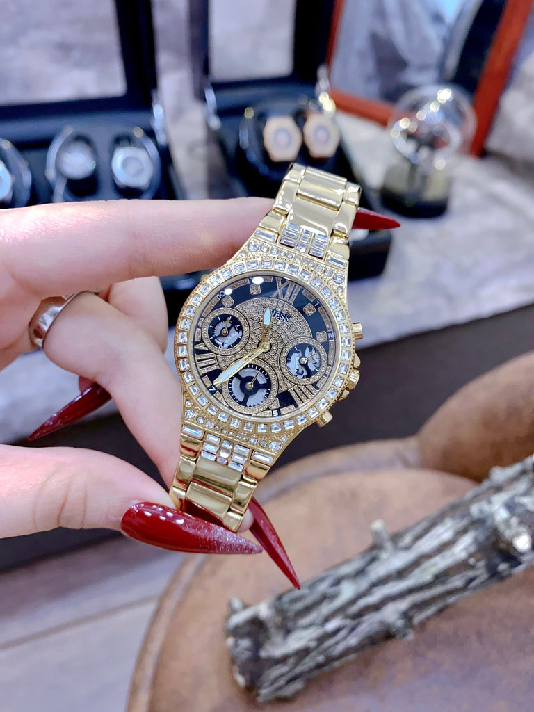 Guess Moonlight Diamonds Gold Dial Gold Steel Strap Watch for Women - GW0320L5 Buy Now By Guess