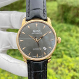 Mido Baroncelli III Automatic Grey Dial Black Leather Strap Watch For Men - M8600.3.13.4 Buy Now By Mido