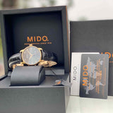 Mido Baroncelli III Automatic Grey Dial Black Leather Strap Watch For Men - M8600.3.13.4 Buy Now By Mido