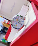 Guess Wanderlust Crystals Silver Dial White Rubber Strap Watch for Women - W1059L1 Buy Now By Guess