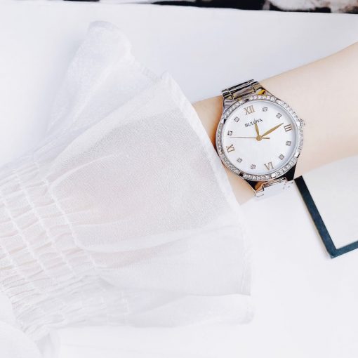 Bulova Crystal Collection Mother of Pearl Dial Silver Steel Strap Watch for Women - 96L263 Buy Now By Bulova