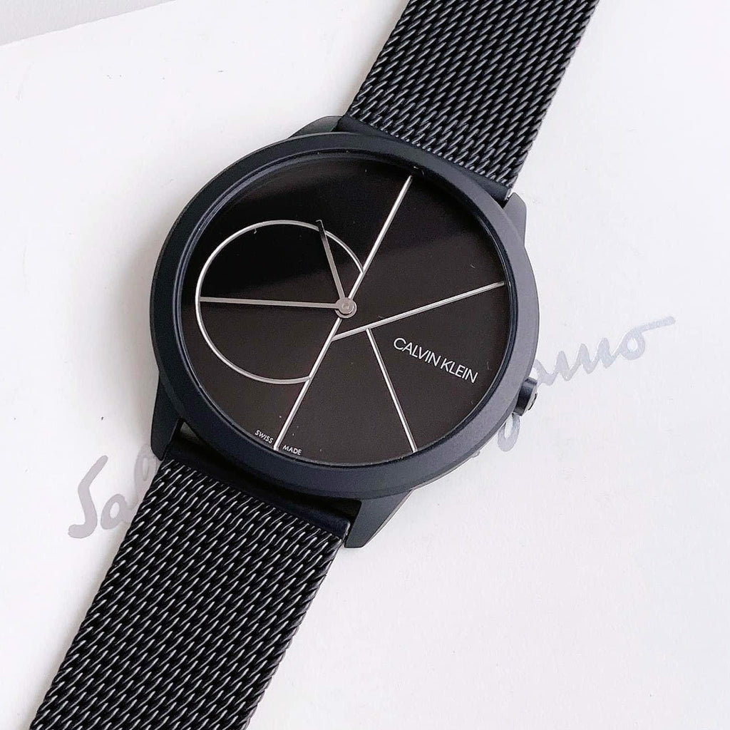 Calvin Klein Minimal Black Dial Black Mesh Bracelet Watch for Men - K3M5145X Buy Now By Calvin Klein
