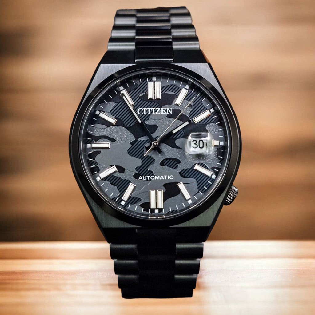 Citizen Tsuyosa Automatic Camouflage Black Dial Black Steel Strap Watch For Men - NJ0155-87E Buy Now By Citizen