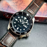 Seiko 5 Sports SKX Automatic Black Dial Black Leather Strap Watch for Men - SRPD55K2 Buy Now By Seiko