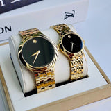 Movado Veturi Black Dial Gold Steel Strap Watch for Women - 0606935 Buy Now By Movado