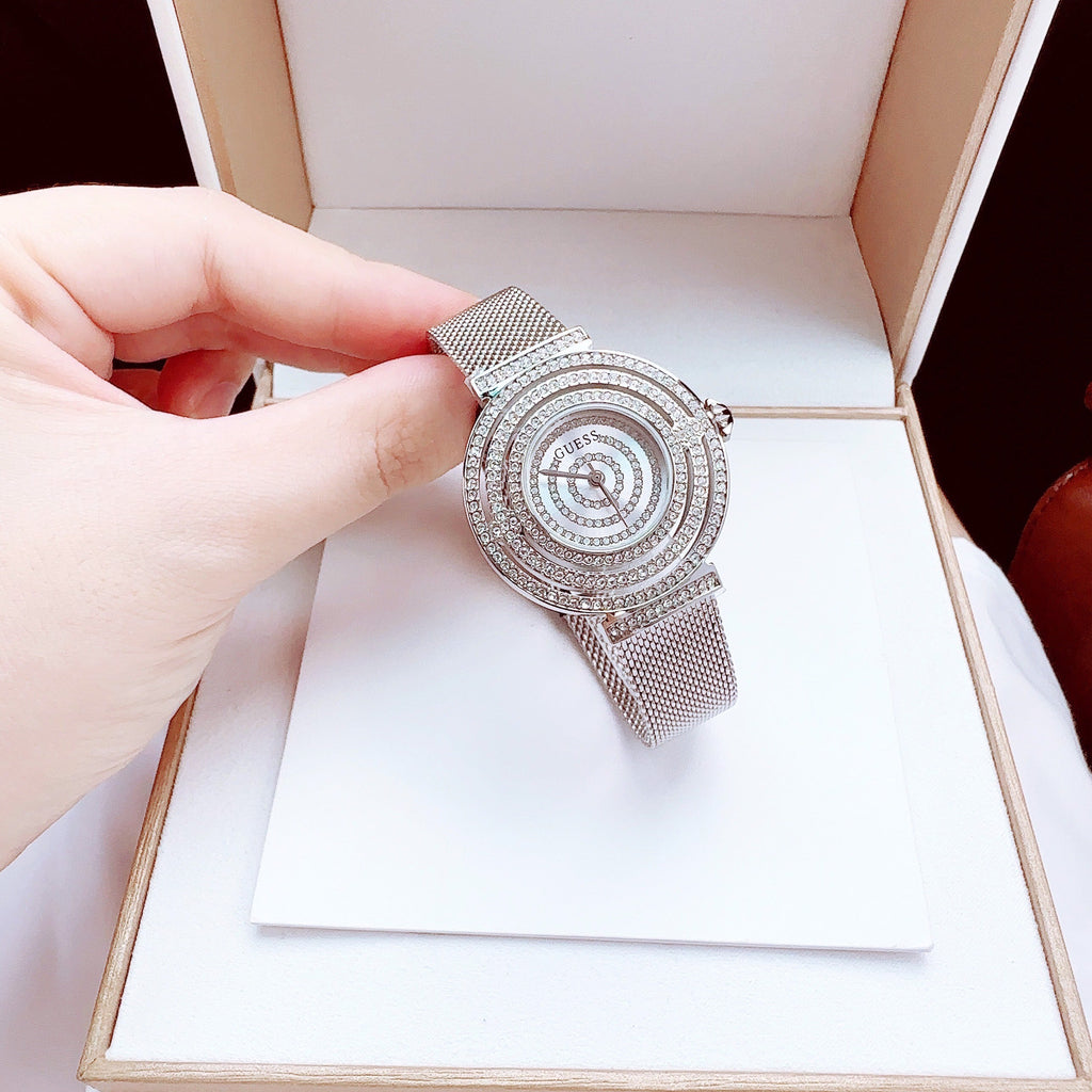 Guess Dream Crystals Silver Dial Silver Mesh Strap Watch For Women - GW0550L1 Buy Now By Guess